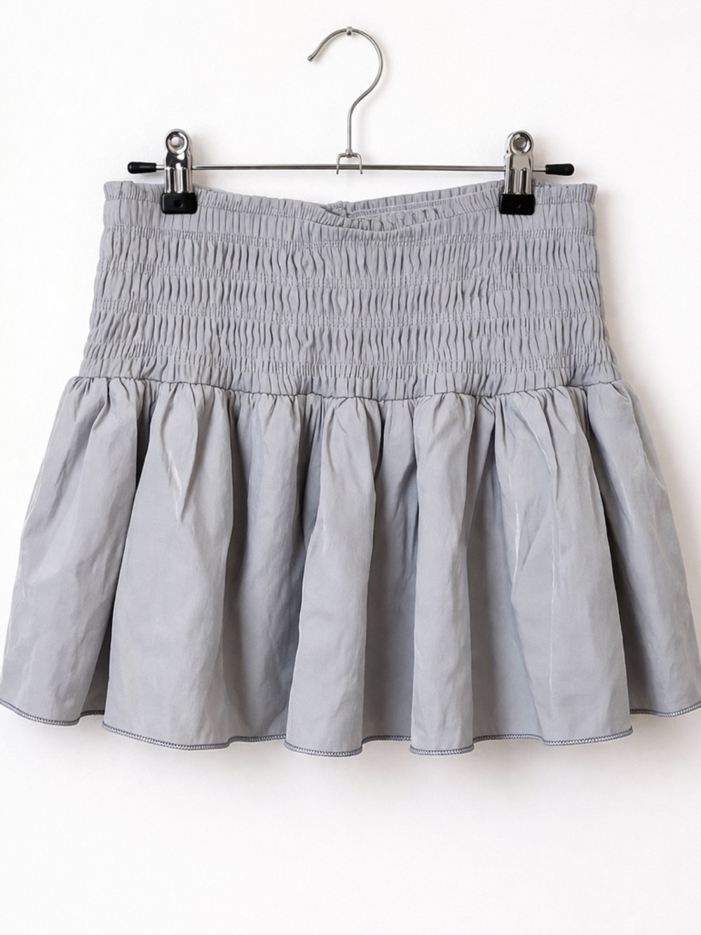 Women's Smocked Waist Mini Skirt with built in shorts  - Light blue